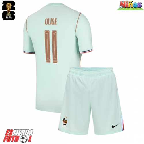 Francia Michael Olise #11 Segunda Equipación Niños Mundial 2026 Manga Corta (+ Pantalones cortos)